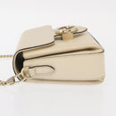 GUCCI Chain Shoulder Bag Leather Beige Gold 607720 Auth ka909-4