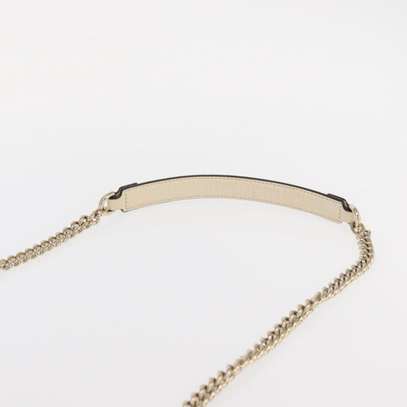 GUCCI Chain Shoulder Bag Leather Beige Gold 607720 Auth ka909