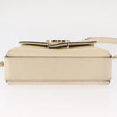 GUCCI Chain Shoulder Bag Leather Beige Gold 607720 Auth ka909-5
