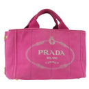 PRADA Canapa PM Hand Bag Canvas Pink Gold Auth ka913-1