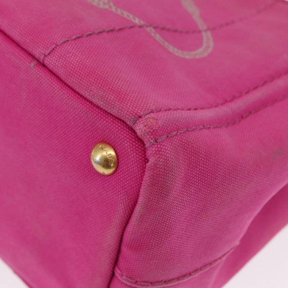 PRADA Canapa PM Hand Bag Canvas Pink Gold Auth ka913