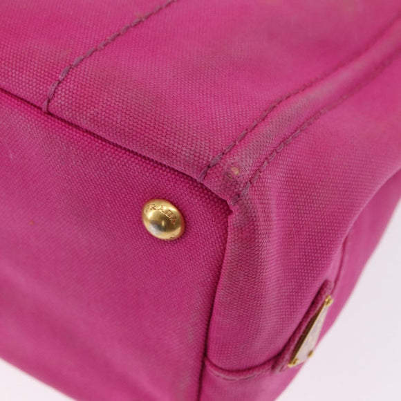 PRADA Canapa PM Hand Bag Canvas Pink Gold Auth ka913