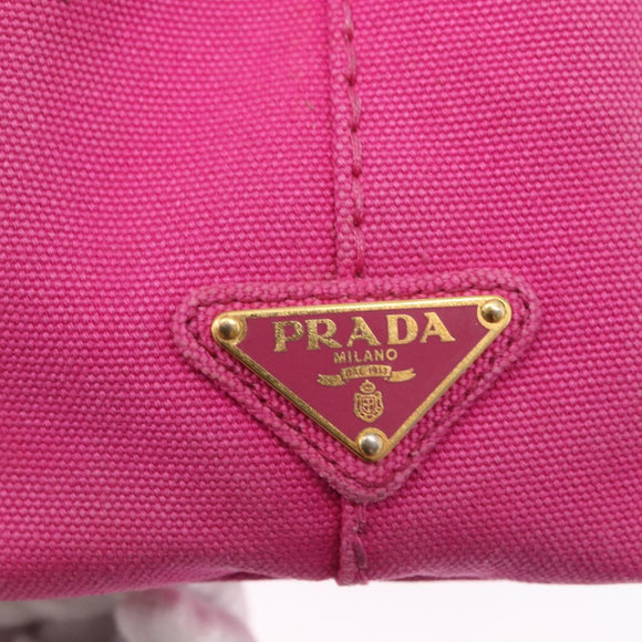 PRADA Canapa PM Hand Bag Canvas Pink Gold Auth ka913