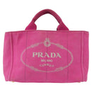 PRADA Canapa PM Hand Bag Canvas Pink Gold Auth ka913-2