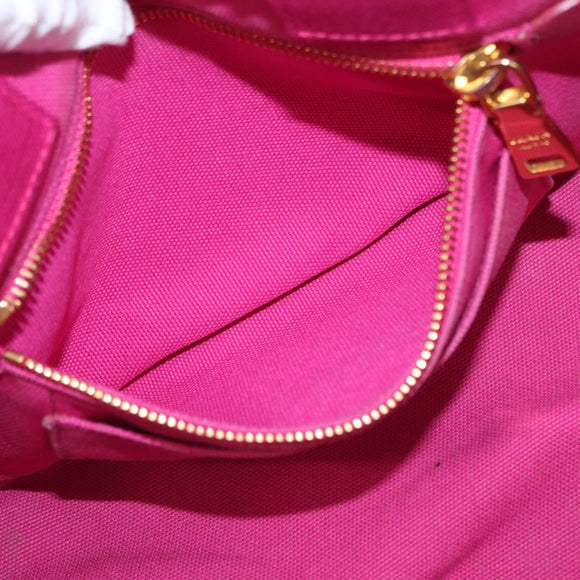 PRADA Canapa PM Hand Bag Canvas Pink Gold Auth ka913