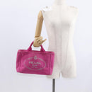 PRADA Canapa PM Hand Bag Canvas Pink Gold Auth ka913-22