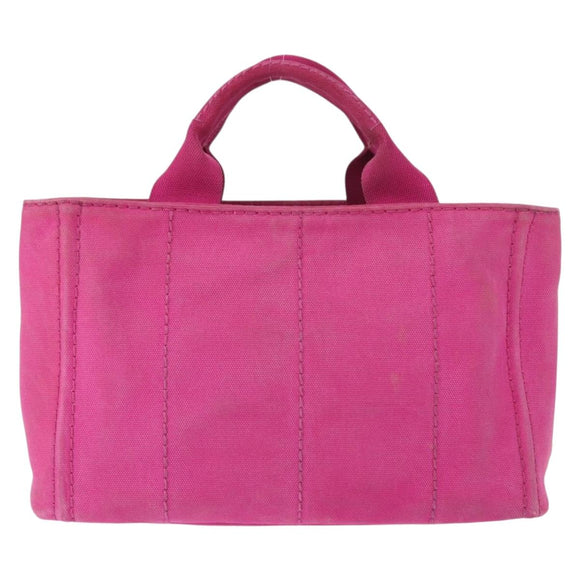 PRADA Canapa PM Hand Bag Canvas Pink Gold Auth ka913
