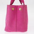 PRADA Canapa PM Hand Bag Canvas Pink Gold Auth ka913-4