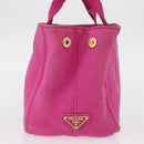 PRADA Canapa PM Hand Bag Canvas Pink Gold Auth ka913-5