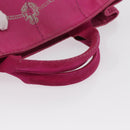 PRADA Canapa PM Hand Bag Canvas Pink Gold Auth ka913-7