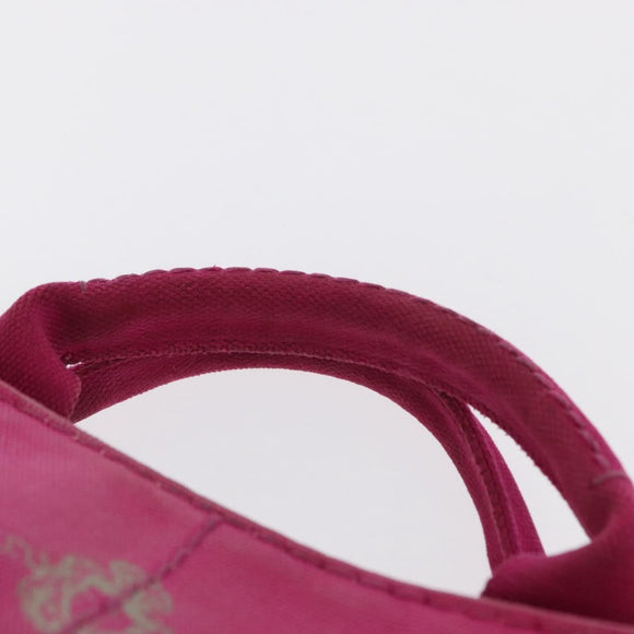PRADA Canapa PM Hand Bag Canvas Pink Gold Auth ka913