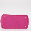 PRADA Canapa PM Hand Bag Canvas Pink Gold Auth ka913-9