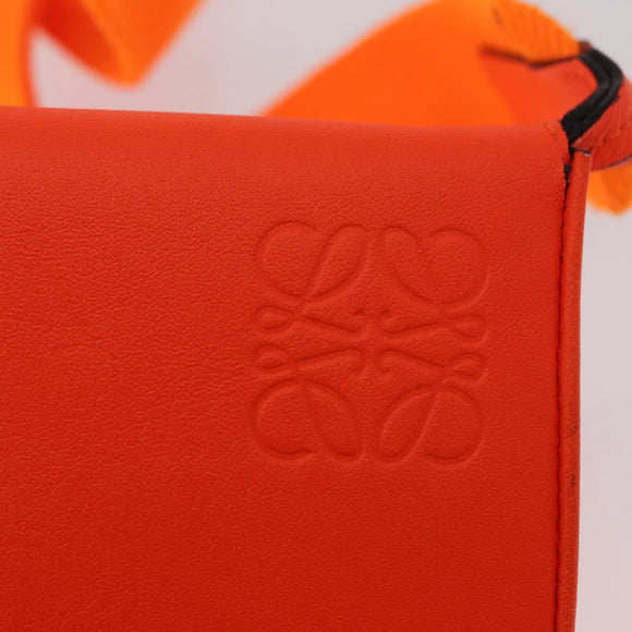 LOEWE Anagram Shoulder Bag Leather Orange Auth ka914M