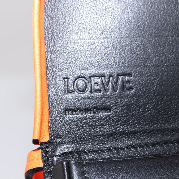 LOEWE Anagram Shoulder Bag Leather Orange Auth ka914M