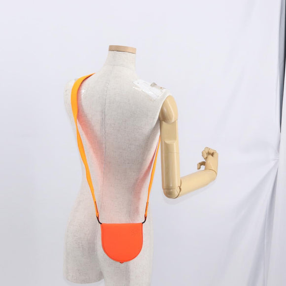 LOEWE Anagram Shoulder Bag Leather Orange Auth ka914M