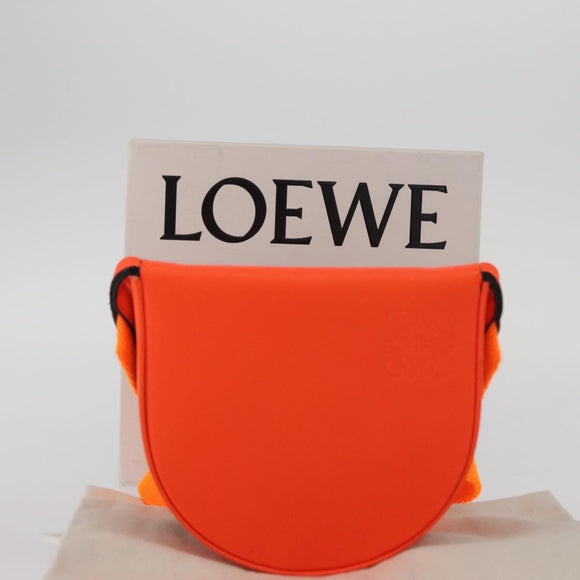 LOEWE Anagram Shoulder Bag Leather Orange Auth ka914M