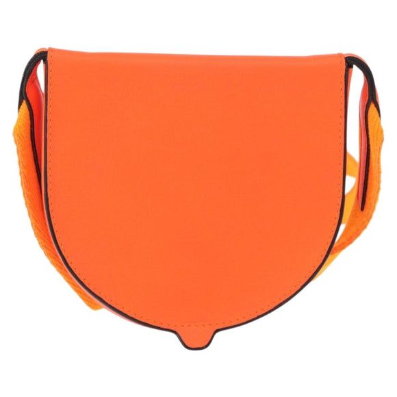 LOEWE Anagram Shoulder Bag Leather Orange Auth ka914M