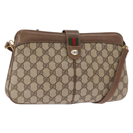 GUCCI GG Supreme Web Sherry Line Bag PVC Beige Gold 904 02 043 Auth ka921