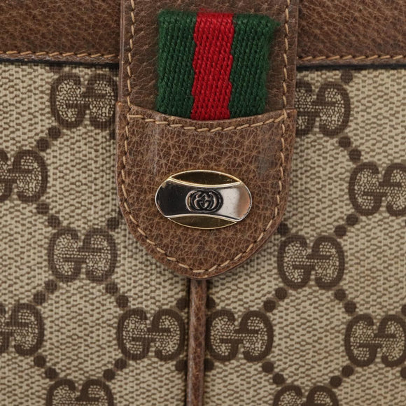 GUCCI GG Supreme Web Sherry Line Bag PVC Beige Gold 904 02 043 Auth ka921