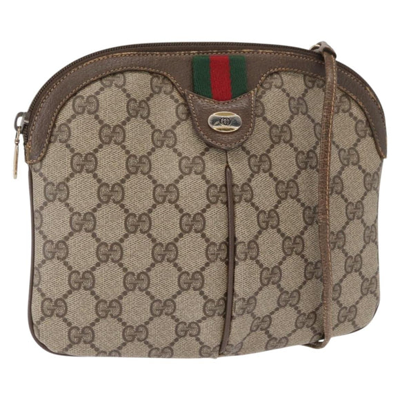 GUCCI GG Supreme Web Sherry Line Bag PVC Beige Gold 904 02 047 Auth ka922