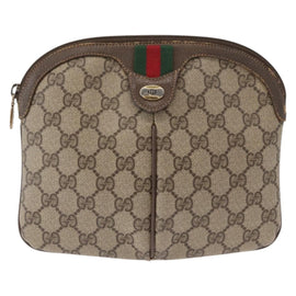 GUCCI GG Supreme Web Sherry Line Bag PVC Beige Gold 904 02 047 Auth ka922 - 0