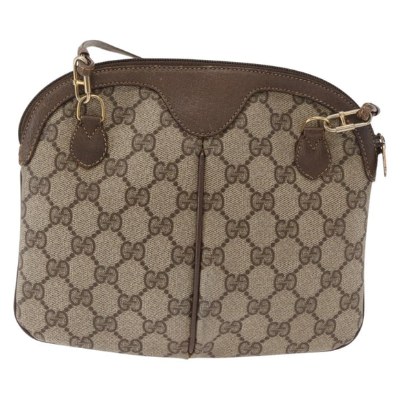 GUCCI GG Supreme Web Sherry Line Bag PVC Beige Gold 904 02 047 Auth ka922