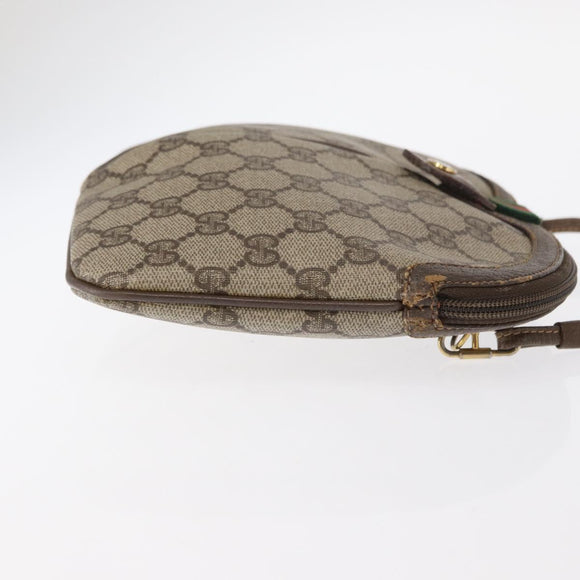 GUCCI GG Supreme Web Sherry Line Bag PVC Beige Gold 904 02 047 Auth ka922