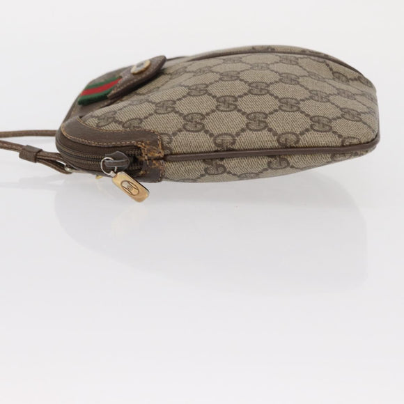 GUCCI GG Supreme Web Sherry Line Bag PVC Beige Gold 904 02 047 Auth ka922