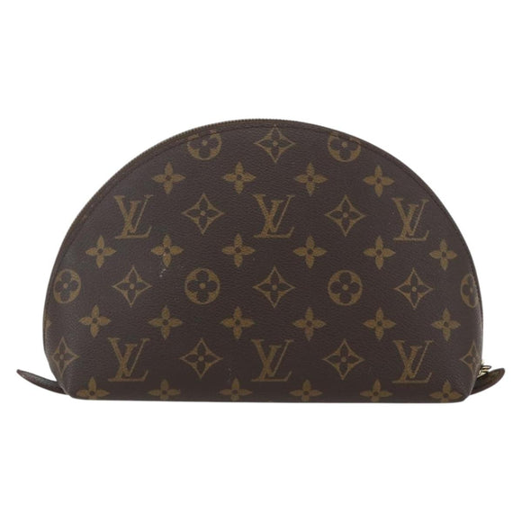 LOUIS VUITTON Monogram Trousse Demi Ronde Cosmetic Pouch M47520 LV Auth ka924
