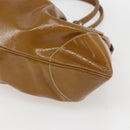 Salvatore Ferragamo Gancini Shoulder Bag Patent leather Brown Silver Auth ka928-9