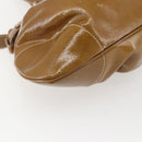 Salvatore Ferragamo Gancini Shoulder Bag Patent leather Brown Silver Auth ka928-14