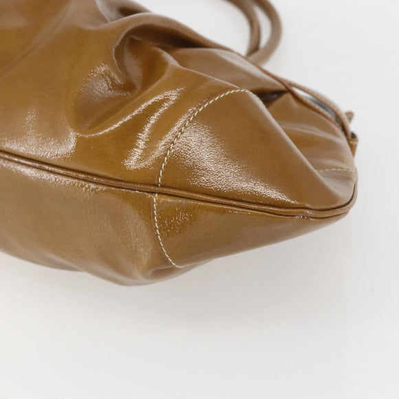 Salvatore Ferragamo Gancini Shoulder Bag Patent leather Brown Silver Auth ka928