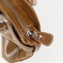 Salvatore Ferragamo Gancini Shoulder Bag Patent leather Brown Silver Auth ka928-10