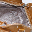 Salvatore Ferragamo Gancini Shoulder Bag Patent leather Brown Silver Auth ka928-20