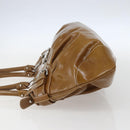 Salvatore Ferragamo Gancini Shoulder Bag Patent leather Brown Silver Auth ka928-3