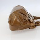 Salvatore Ferragamo Gancini Shoulder Bag Patent leather Brown Silver Auth ka928-4