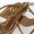 Salvatore Ferragamo Gancini Shoulder Bag Patent leather Brown Silver Auth ka928-6