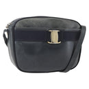 Salvatore Ferragamo Vala Shoulder Bag Leather Navy Gold Auth ka930-1