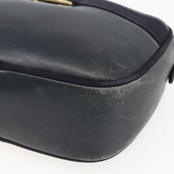 Salvatore Ferragamo Vala Shoulder Bag Leather Navy Gold Auth ka930