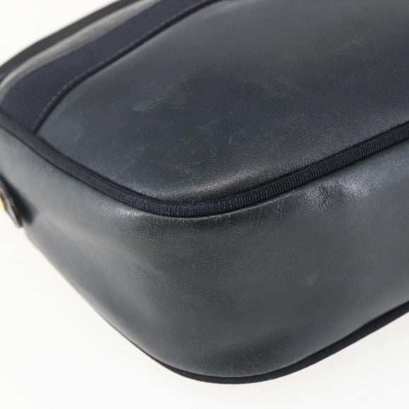 Salvatore Ferragamo Vala Shoulder Bag Leather Navy Gold Auth ka930