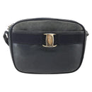 Salvatore Ferragamo Vala Shoulder Bag Leather Navy Gold Auth ka930-2