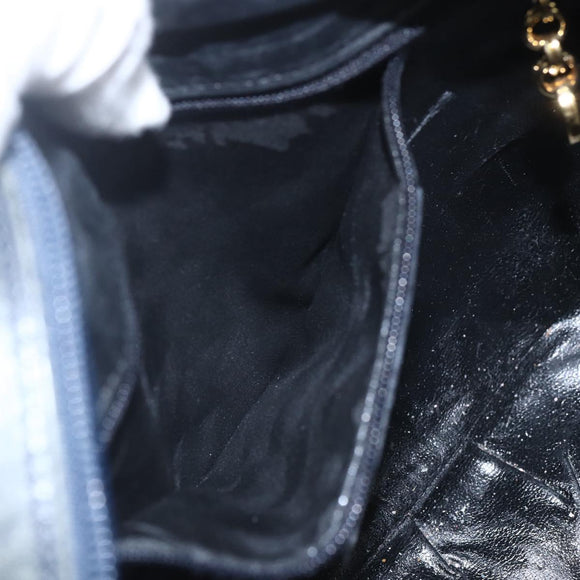 Salvatore Ferragamo Vala Shoulder Bag Leather Navy Gold Auth ka930