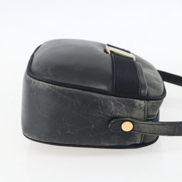 Salvatore Ferragamo Vala Shoulder Bag Leather Navy Gold Auth ka930