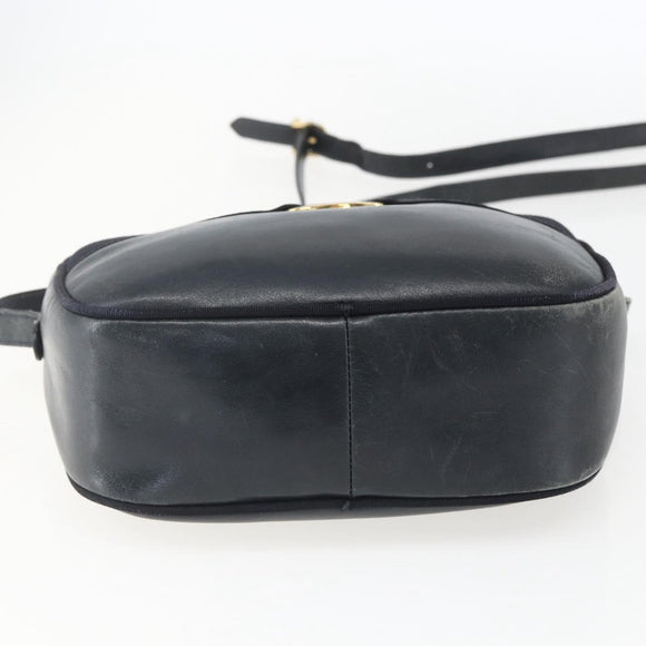 Salvatore Ferragamo Vala Shoulder Bag Leather Navy Gold Auth ka930