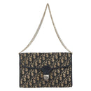 Christian Dior Trotter Canvas Chain Shoulder Bag Navy Gold Auth ka934-2