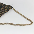Christian Dior Trotter Canvas Chain Shoulder Bag Navy Gold Auth ka934-7