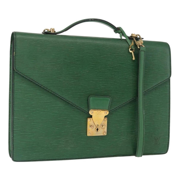 LOUIS VUITTON Epi Serviette Conseiller Briefcase Green M54424 LV Auth ka938