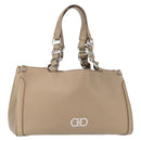 Salvatore Ferragamo Tote Bag Leather Beige Silver Auth ka939-1
