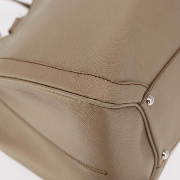 Salvatore Ferragamo Tote Bag Leather Beige Silver Auth ka939