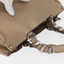Salvatore Ferragamo Tote Bag Leather Beige Silver Auth ka939-6